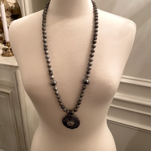 Evil Eye Crystal,Pearl, and StoneBeaded Necklace - Picture 7 of 11